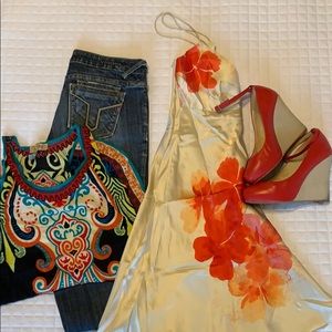 Red 4 piece two outfit bundle